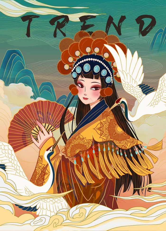 国潮京剧插画图片(3543x4724)psd模版下载