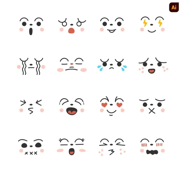 卡通手绘表情图片ai矢量模版下载