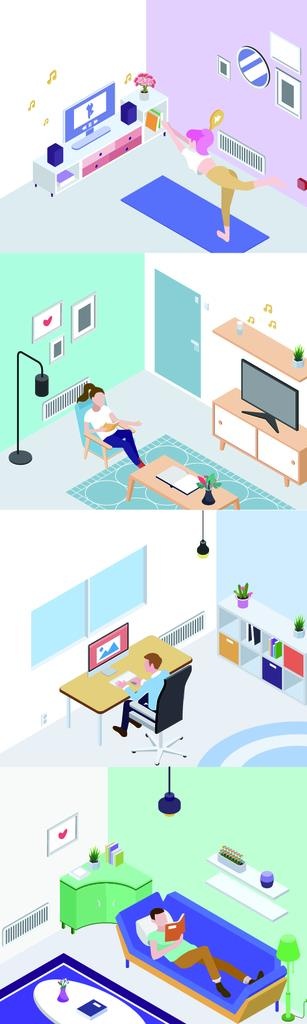 2.5D房间插画图片