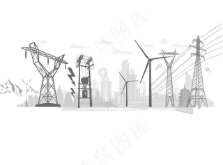 电力矢量插画墙图片