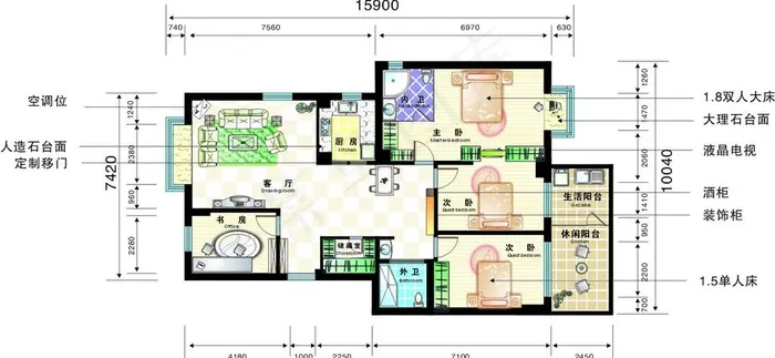 室内设计彩色矢量图图片cdr矢量模版下载