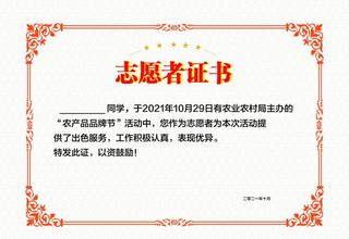 志愿者证书图片