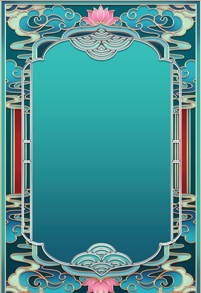 中式国潮浮雕边框背景图片