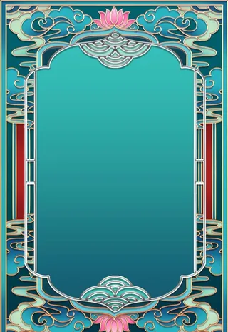 中式国潮浮雕边框背景图片