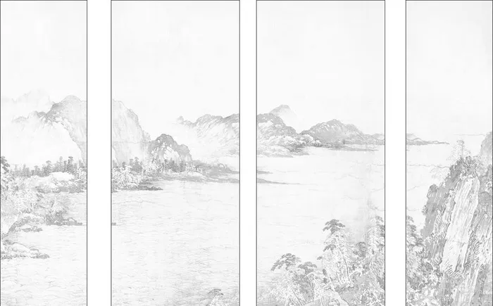 山水画图片cdr矢量模版下载