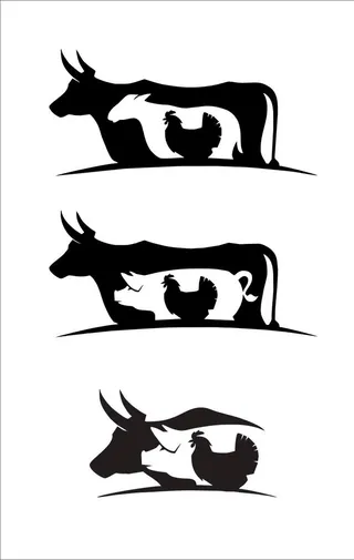 猪牛羊鸡 卡通剪影图片