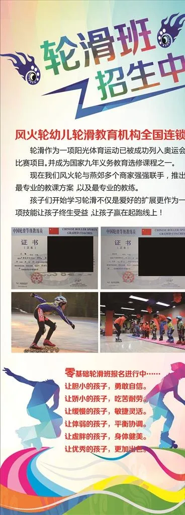 轮滑班招生展架图片(3071x7874)psd模版下载