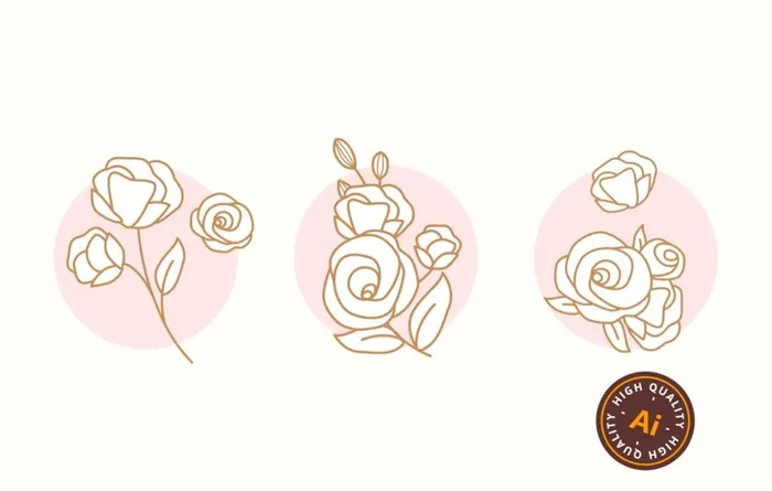 线描花朵矢量素材图片ai矢量模版下载