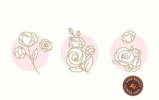 线描花朵矢量素材图片