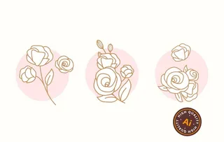 线描花朵矢量素材图片