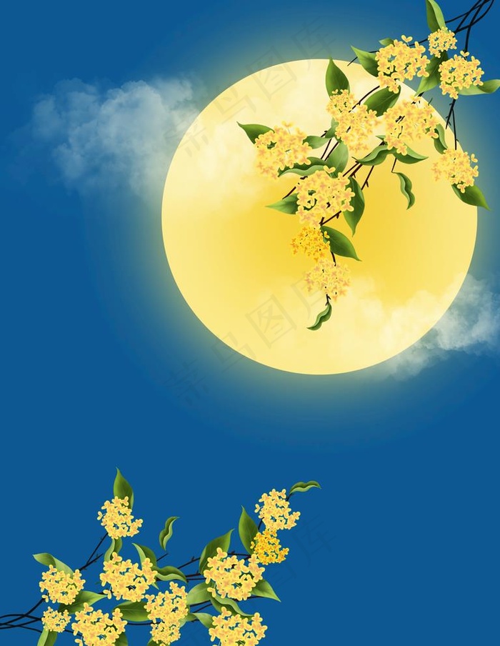 中秋圆月桂花图片