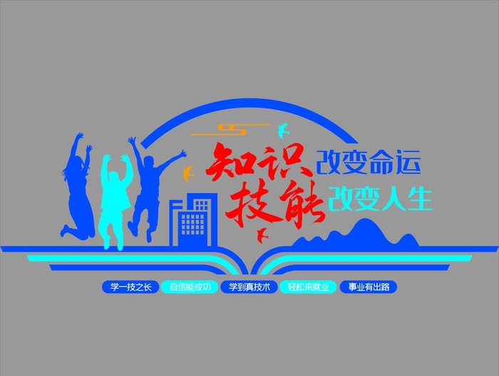 职业教育 文化墙图片cdr矢量模版下载