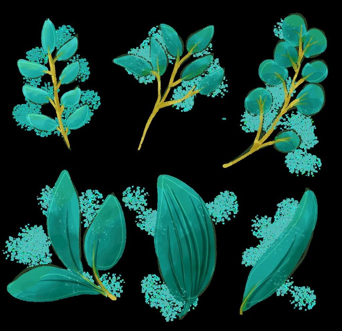 手绘花植物叶子图片(3000x3000)psd模版下载
