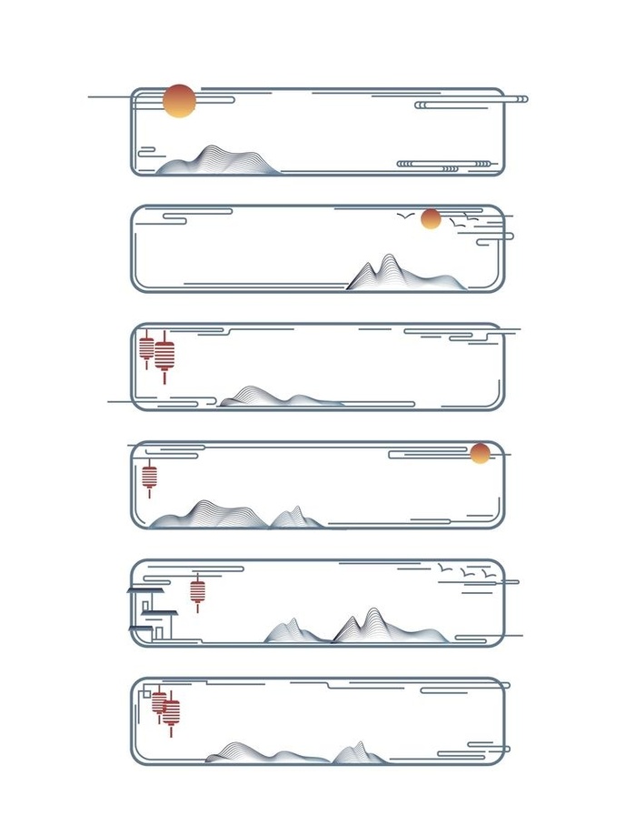矢量山水花纹图片