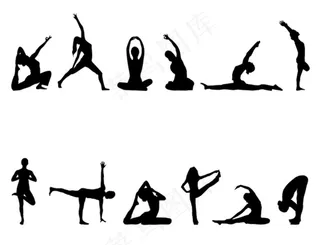 瑜伽运动剪影图片