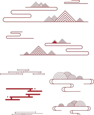 矢量山水花纹图片