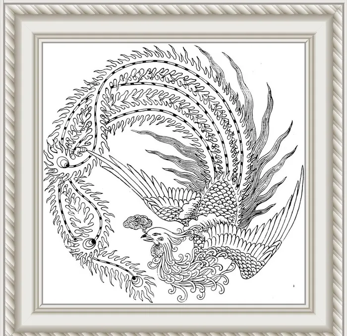 白描凤凰图片(3331x3331)psd模版下载