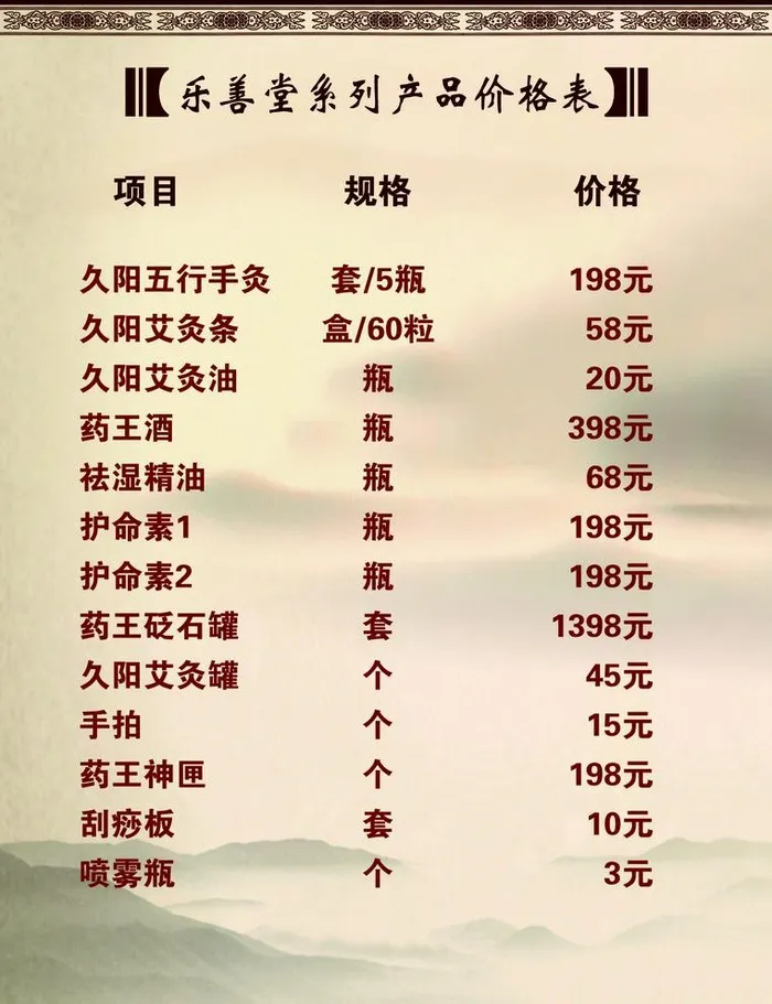 中医诊所价格表图片(1729x2324)psd模版下载