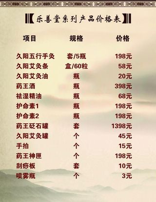 中医诊所价格表图片