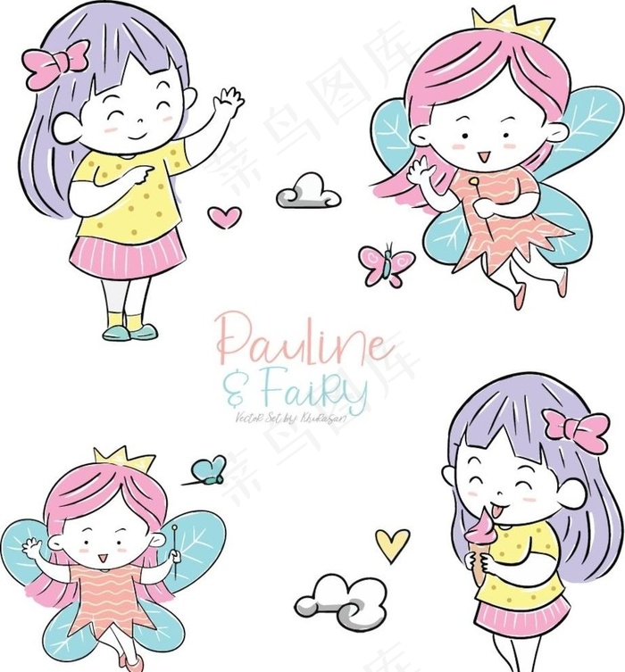 色铅笔手绘小天使图片