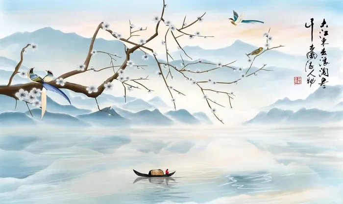 中式意境山水背景图片