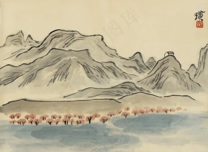 齐白石国画 借山图册山水画图片