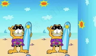 加菲猫冲浪图片