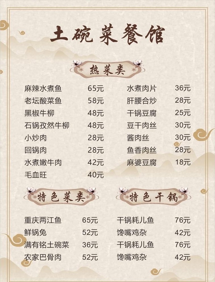 餐饮菜单  图片cdr矢量模版下载