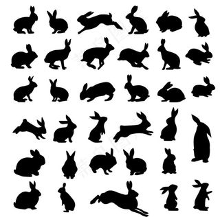 小兔子剪影图片