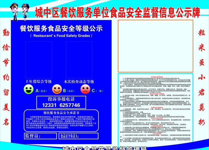 餐饮服务单位食品安全监督信息图片