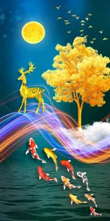 轻奢麋鹿玄关装饰画图片