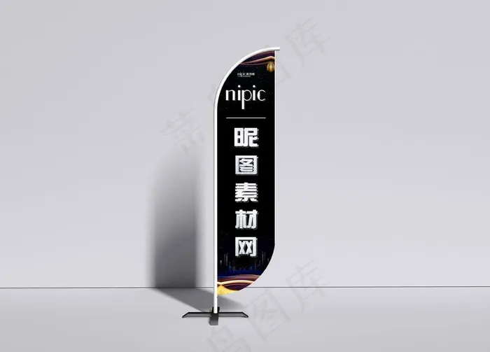 户外广告旗样机图片(5000X3750(DPI:300))psd模版下载