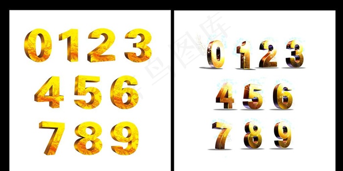 金色立体数字图片psd模版下载