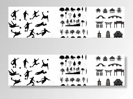 体育剪影树木剪影古建筑剪影图片