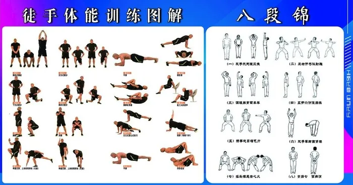 徒手体能训练 八段锦图片(5670x3150)psd模版下载