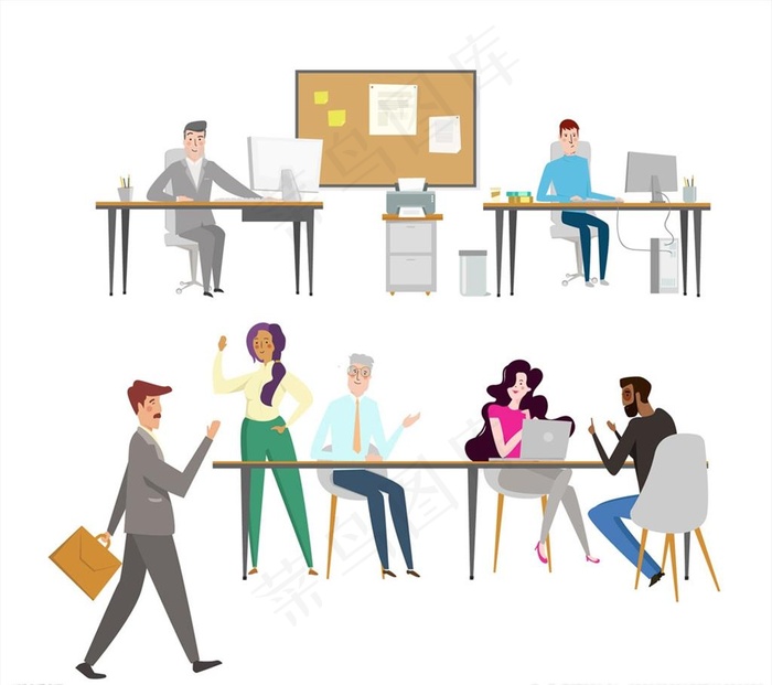 办公室男女矢量图片