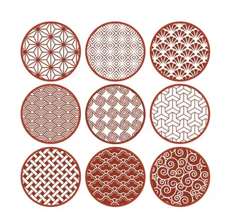 矢量棕红圆形中国元素花纹样式装图片