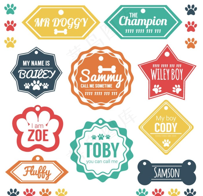 彩色宠物狗 标签图片