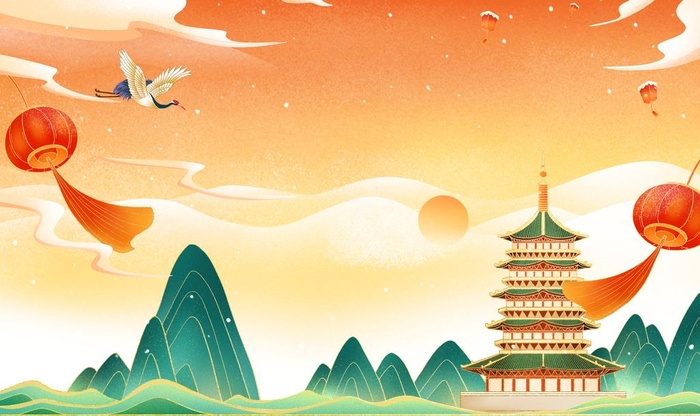 国潮风插画 图片(1920x1200)psd模版下载