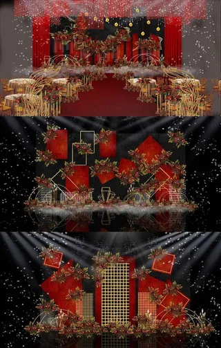 红色婚礼效果图图片