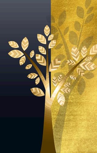 金色植物花草装饰挂画图片