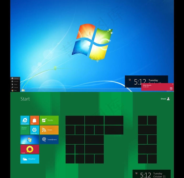 Windows8操作系统界面设计图片psd模版下载