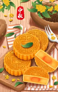 中秋手绘插画图片