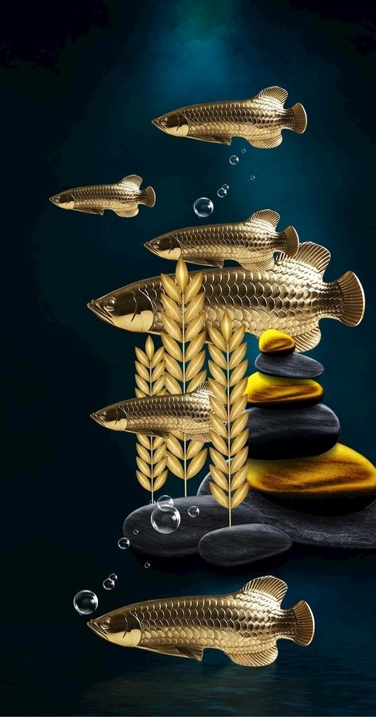 金龙鱼金鱼鲤鱼年年有鱼装饰画图片(5906x10630)psd模版下载