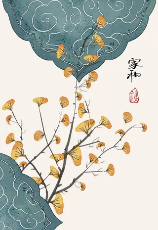 银杏装饰画图片