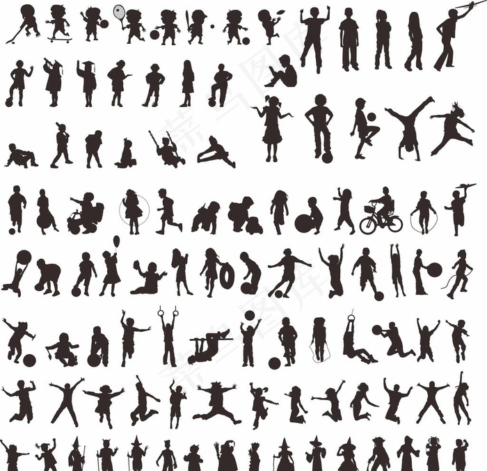 小朋友剪影图片