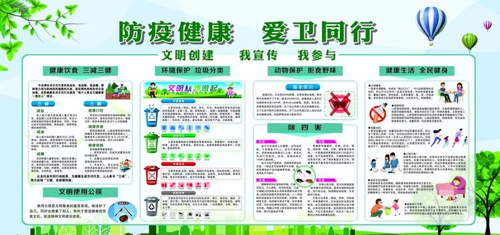 防疫健康 爱卫同行图片cdr矢量模版下载