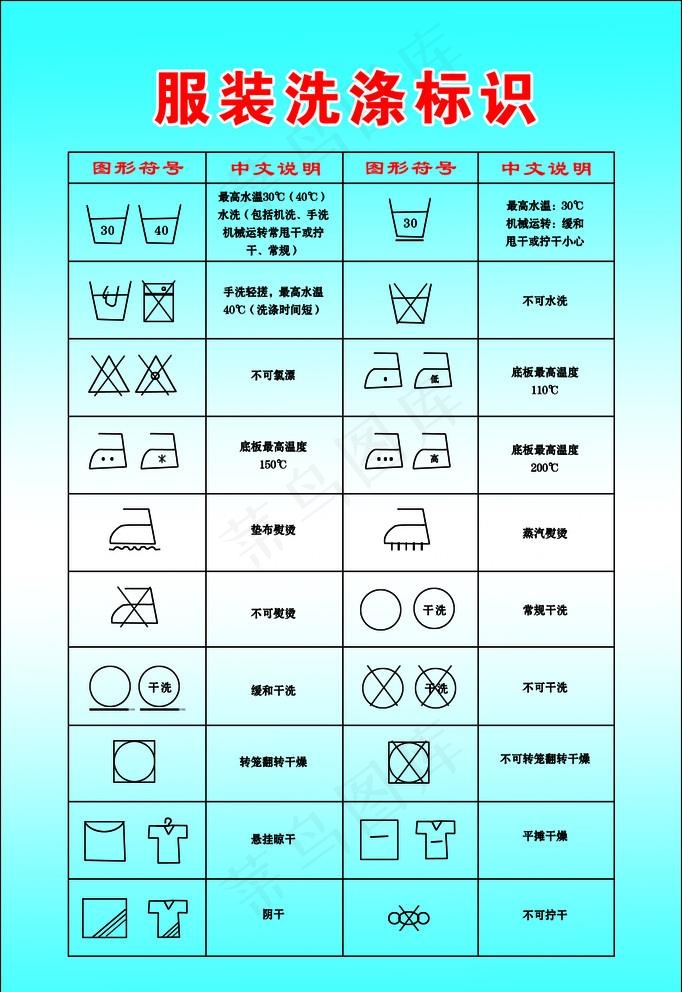 服装洗涤标识图片