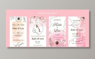 水彩手绘婚礼系列卡片图片