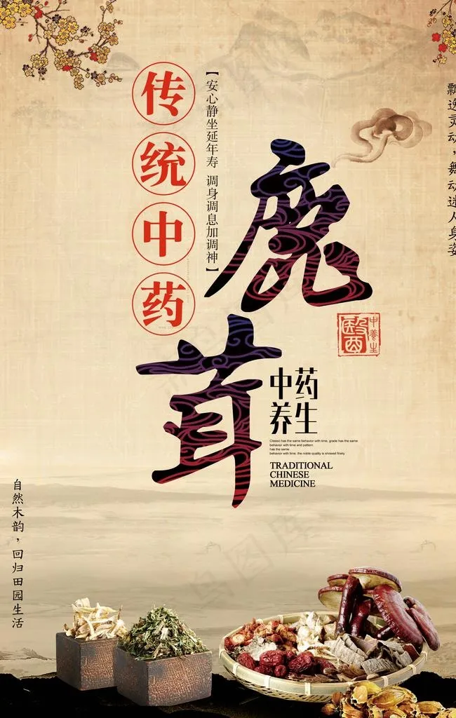 鹿茸中药养生海报图片(3543X5316(DPI:150))psd模版下载